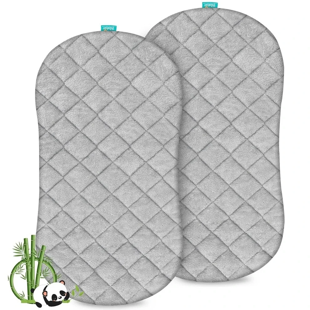 Biloban Bassinet Mattress Pad Cover 2 Pack Gray and White